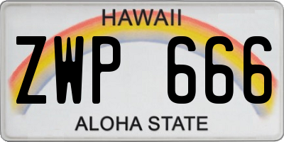 HI license plate ZWP666