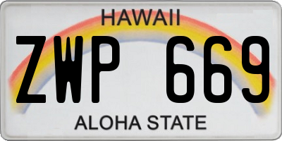 HI license plate ZWP669