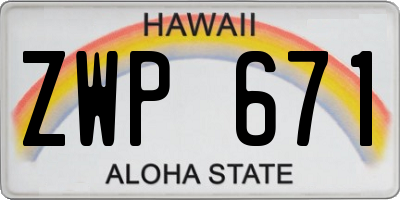 HI license plate ZWP671