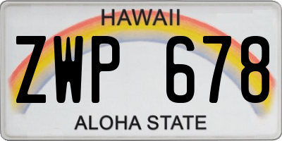 HI license plate ZWP678