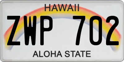 HI license plate ZWP702
