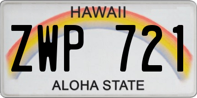 HI license plate ZWP721