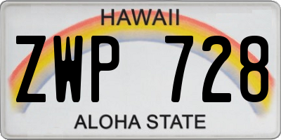 HI license plate ZWP728