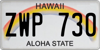 HI license plate ZWP730