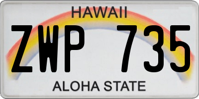 HI license plate ZWP735