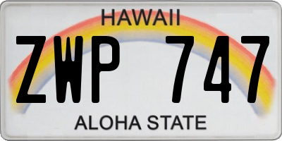 HI license plate ZWP747