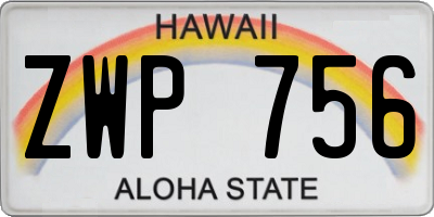 HI license plate ZWP756