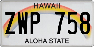 HI license plate ZWP758