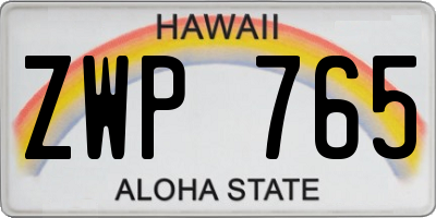 HI license plate ZWP765