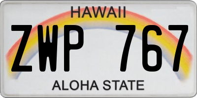 HI license plate ZWP767