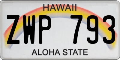 HI license plate ZWP793