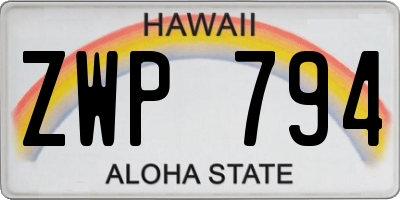 HI license plate ZWP794