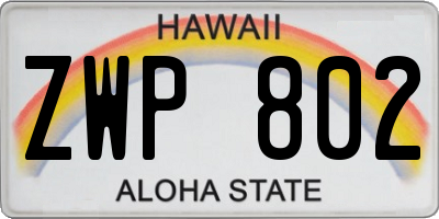 HI license plate ZWP802