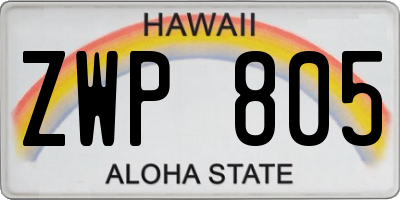 HI license plate ZWP805