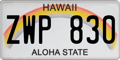 HI license plate ZWP830