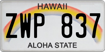 HI license plate ZWP837