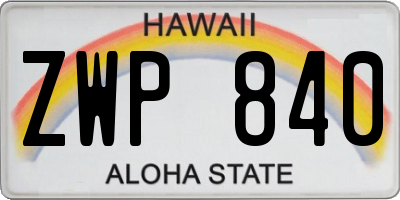 HI license plate ZWP840
