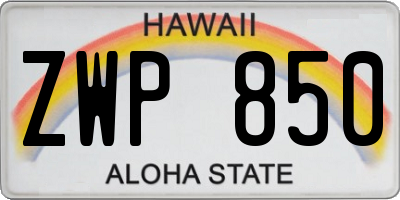 HI license plate ZWP850