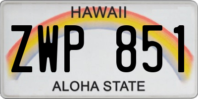 HI license plate ZWP851