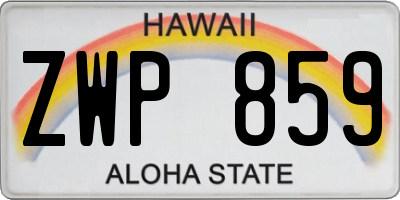 HI license plate ZWP859