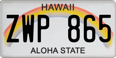 HI license plate ZWP865