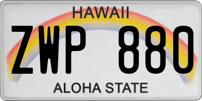 HI license plate ZWP880