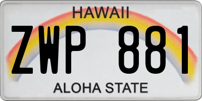 HI license plate ZWP881