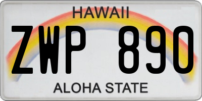 HI license plate ZWP890