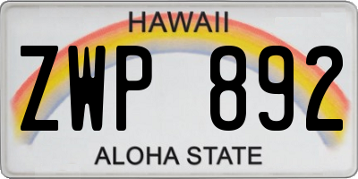 HI license plate ZWP892