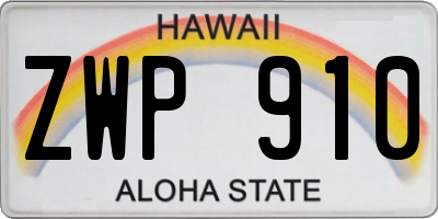 HI license plate ZWP910