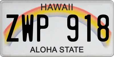 HI license plate ZWP918