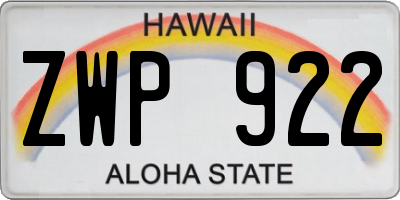 HI license plate ZWP922