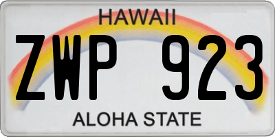 HI license plate ZWP923
