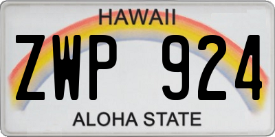 HI license plate ZWP924