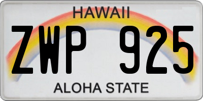 HI license plate ZWP925