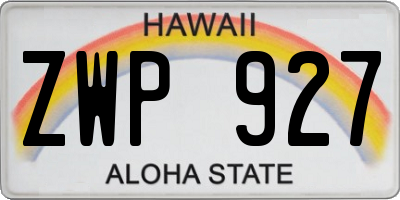 HI license plate ZWP927