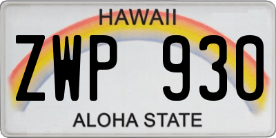 HI license plate ZWP930