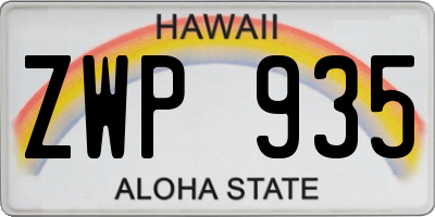 HI license plate ZWP935