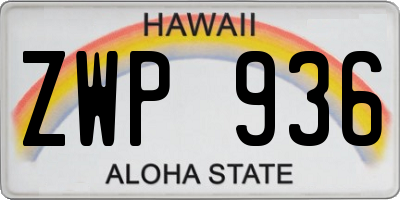 HI license plate ZWP936