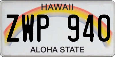 HI license plate ZWP940