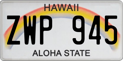 HI license plate ZWP945