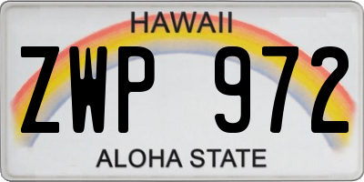 HI license plate ZWP972