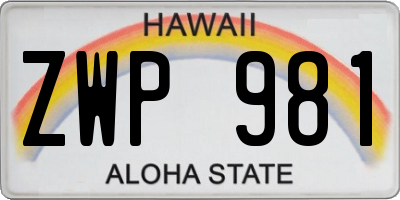 HI license plate ZWP981