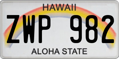 HI license plate ZWP982