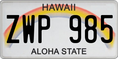 HI license plate ZWP985