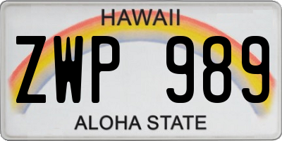 HI license plate ZWP989