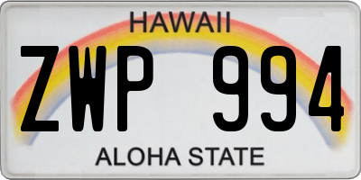 HI license plate ZWP994