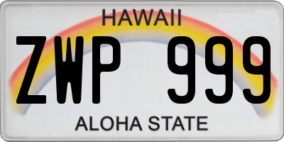 HI license plate ZWP999