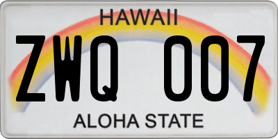 HI license plate ZWQ007
