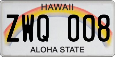 HI license plate ZWQ008